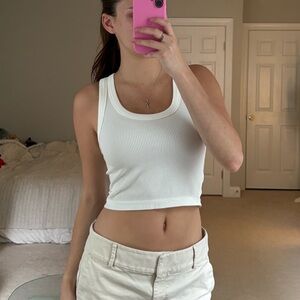 Abound White Ribbed Tank Top